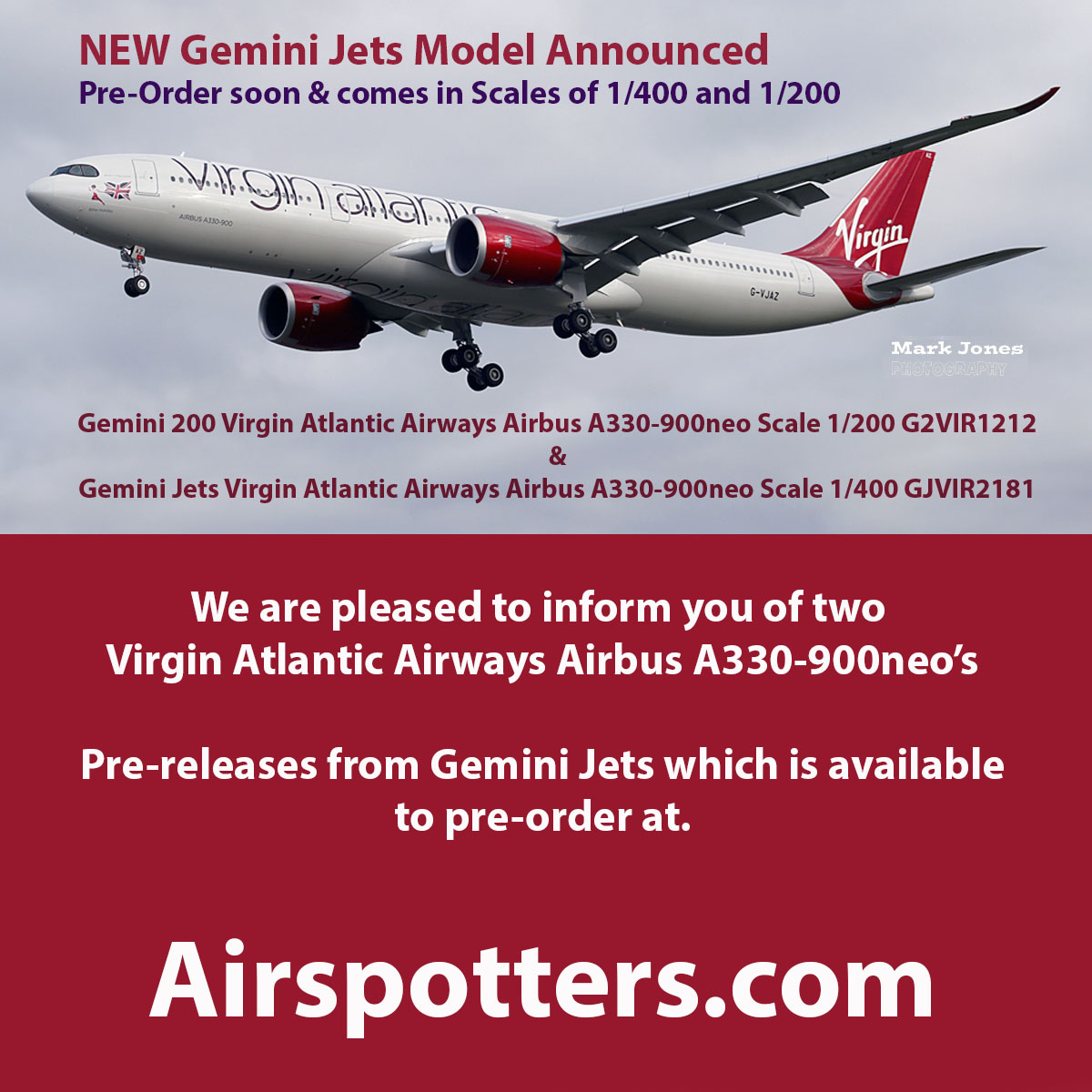 New Virgin Atlantic Airways A330-900NEO Releases from Gemini Jets